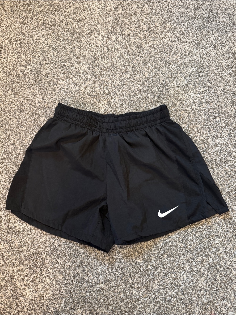 Nike Women’s Black Athletic Running Shorts with White Swoosh